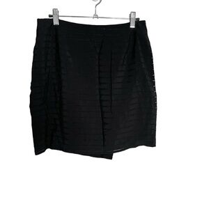 Barney’s New York Black Stripe Wrap Skirt Minimalistic NWT